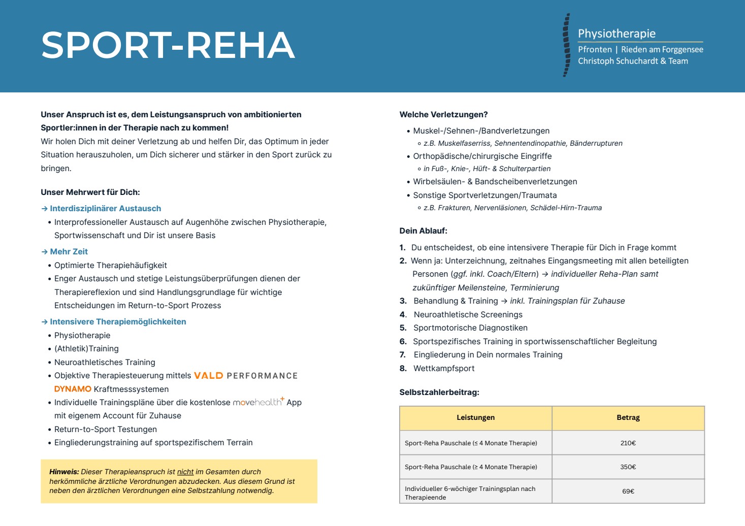 Leistungs-Ausleger Sport-Reha